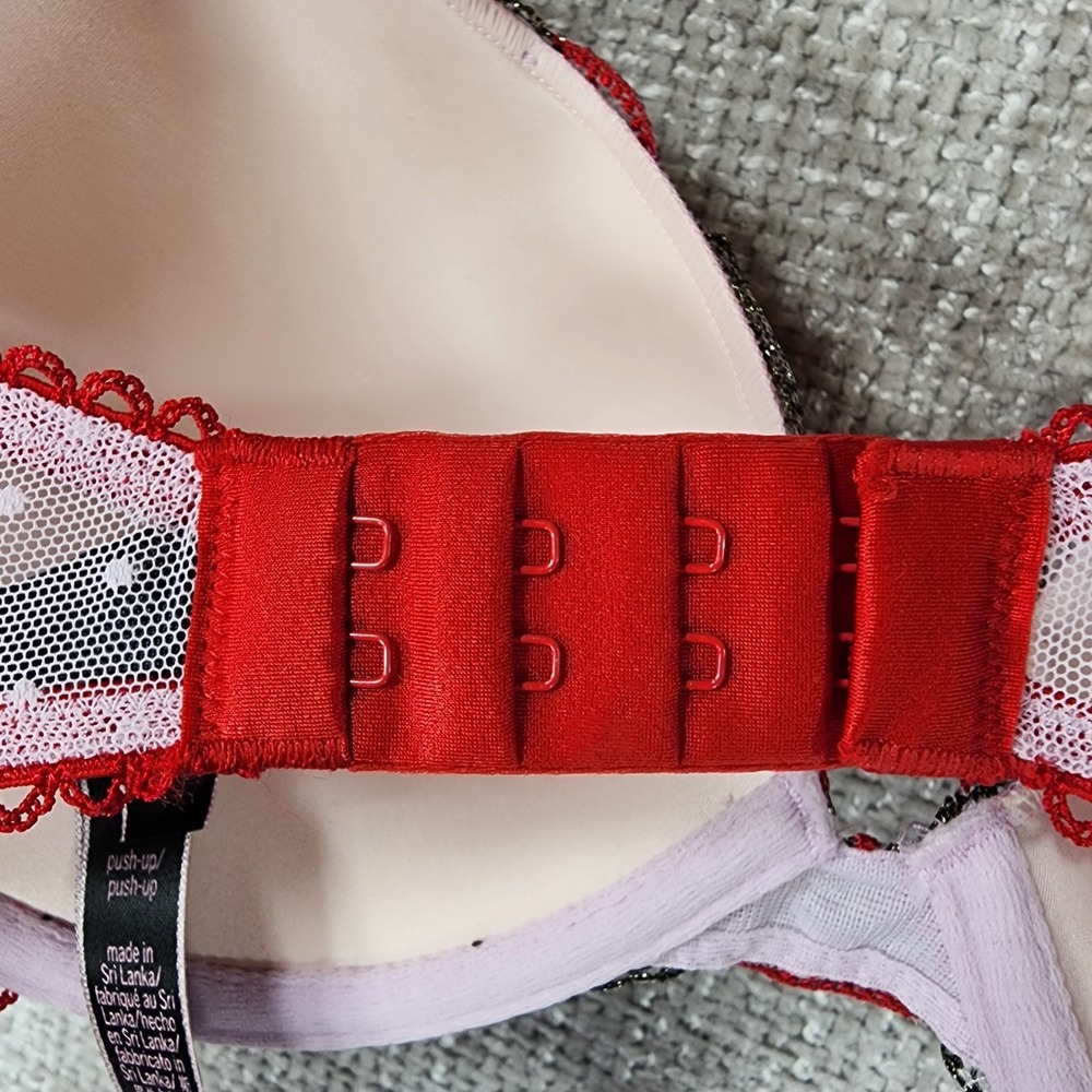 Victorias‎ Secret Push-Up Bra Womens 36B Underwire Pink Lace Embroidered EUC - Picture 8 of 11
